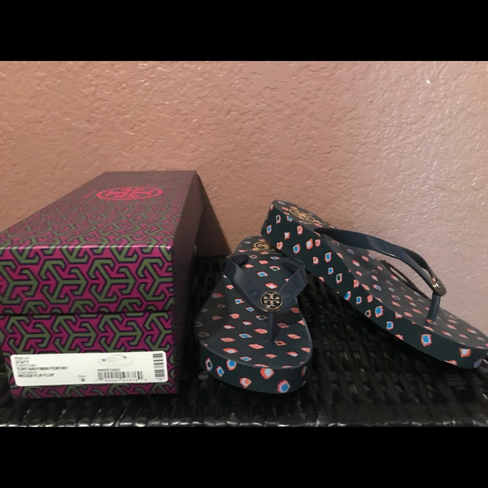 Tory Burch Navy floral sandals